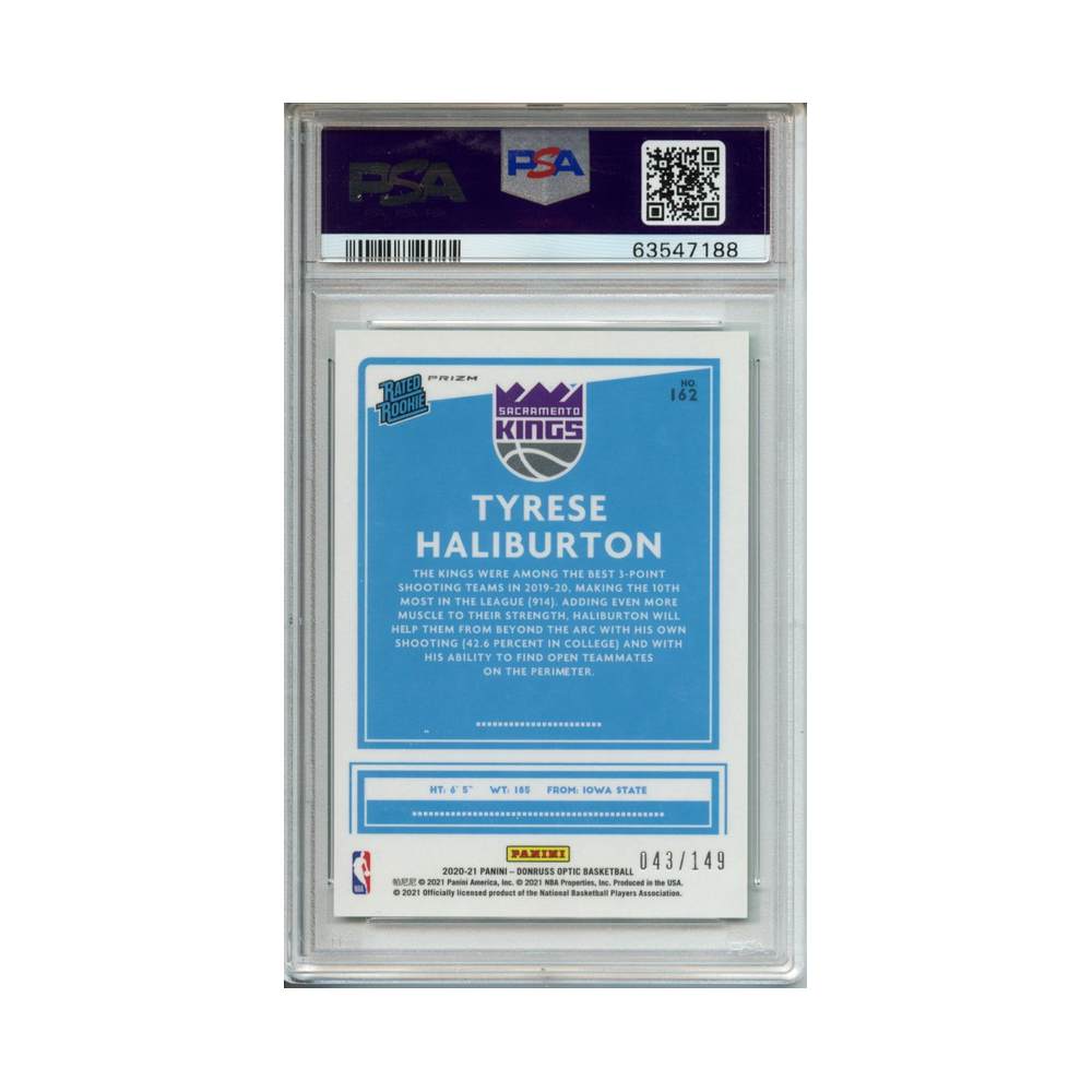 Tyrese-Haliburton-Lime-Green-2020-Donruss-Optic-PSA-10-Rückseite