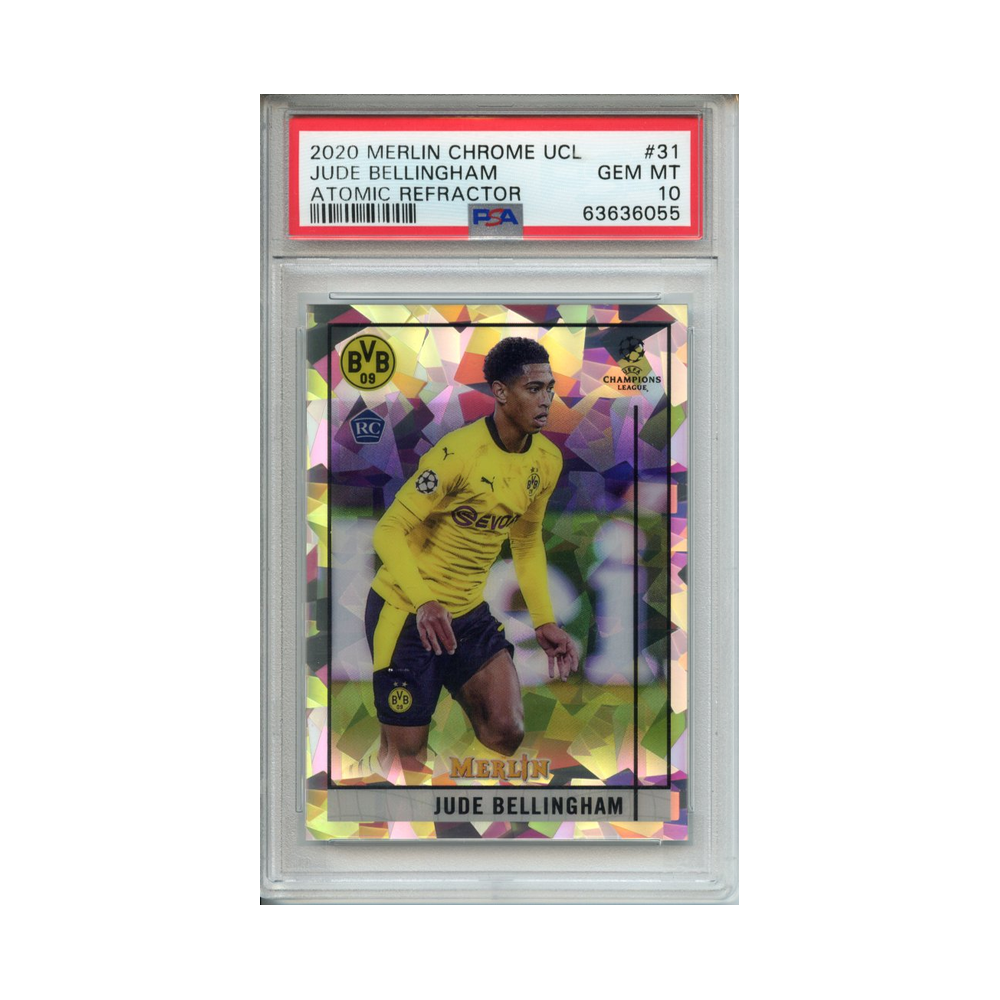 Jude-Bellingham-Atomic-Refractor-2020-Merlin-Chrome-UCL-PSA-10-Vorderseite