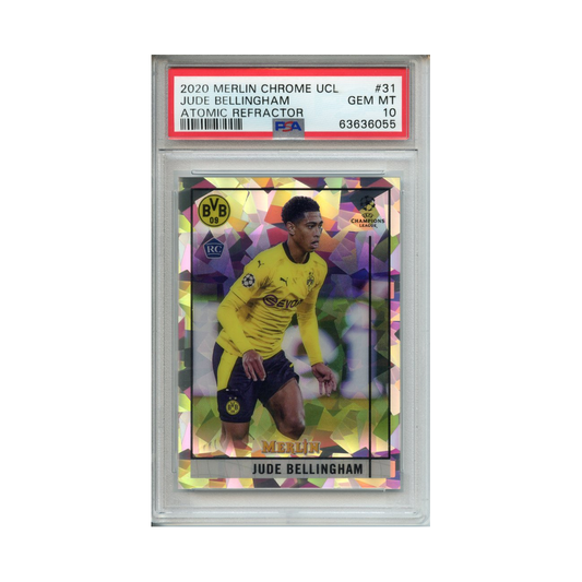 Jude-Bellingham-Atomic-Refractor-2020-Merlin-Chrome-UCL-PSA-10-Vorderseite