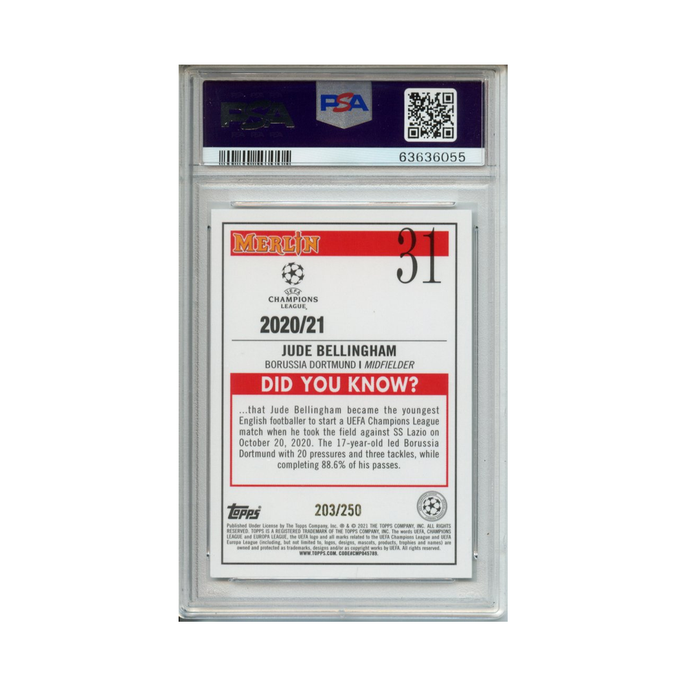 Jude-Bellingham-Atomic-Refractor-2020-Merlin-Chrome-UCL-PSA-10-Rückseite