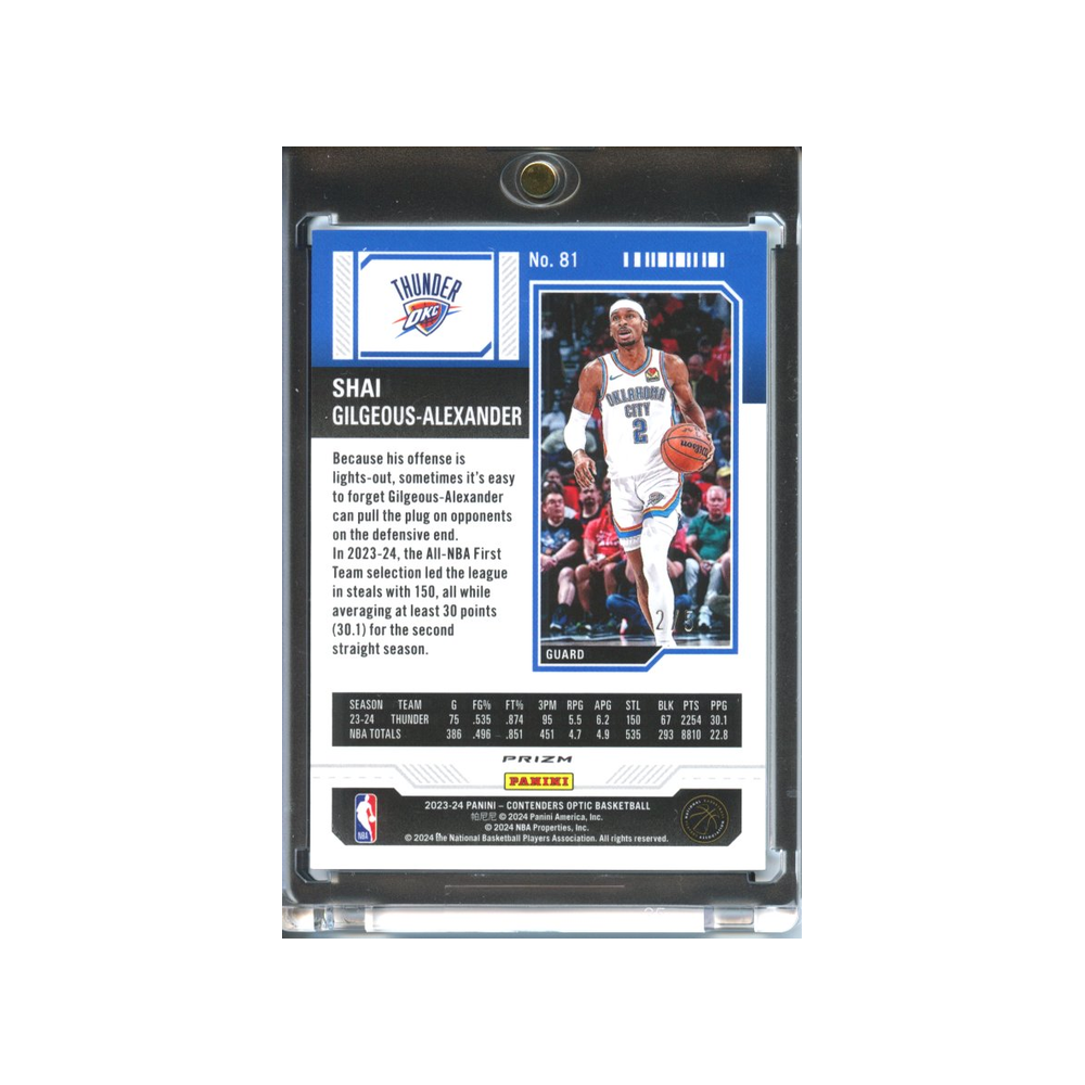 Shai-Gilgeous-Alexander-Green-Cracked-Ice-Season-Ticket-/5-2023-Contenders-Optic-Rückseite