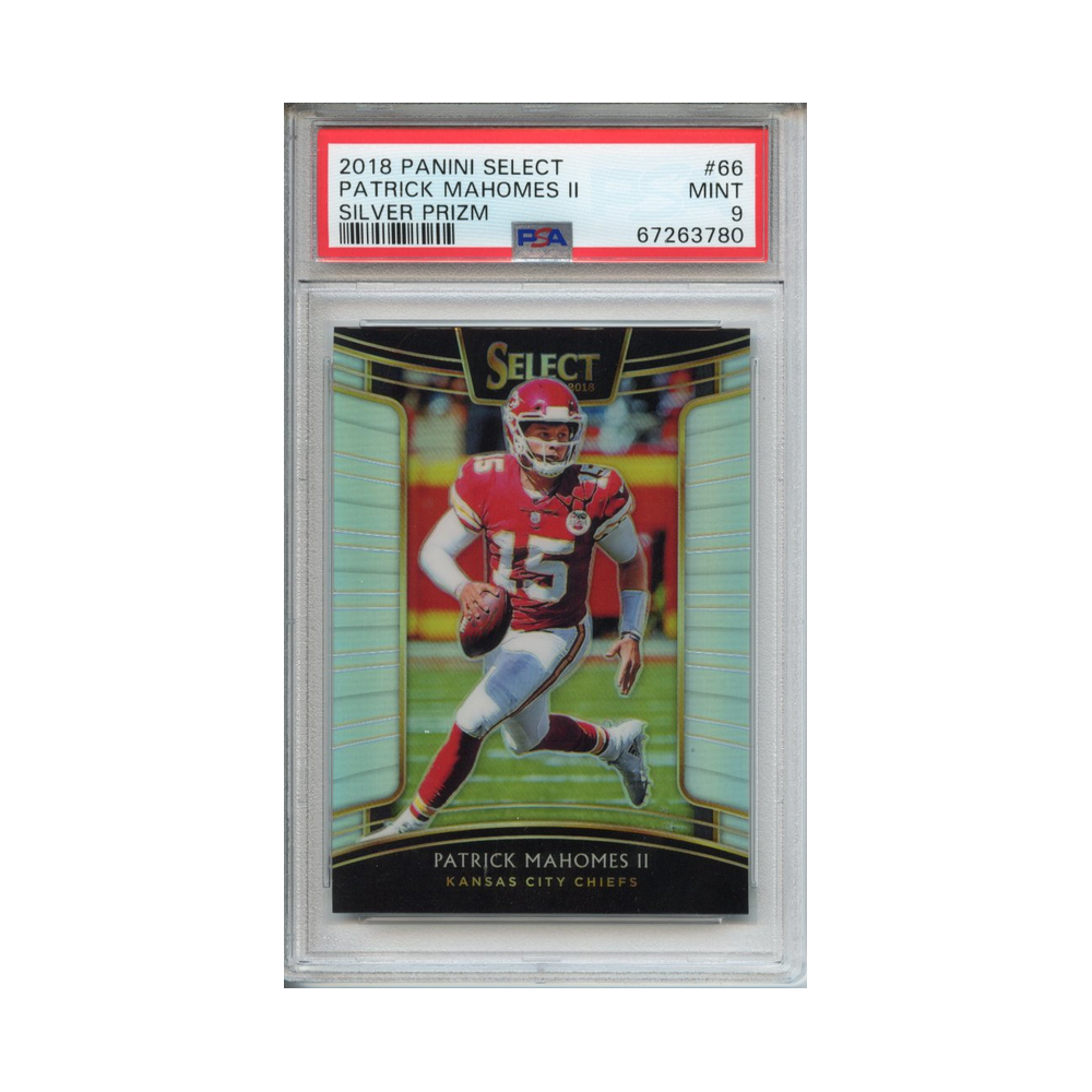 Patrick-Mahomes-II-Silver-Prizm-2018-Panini-Select-PSA-9-Vorderseite