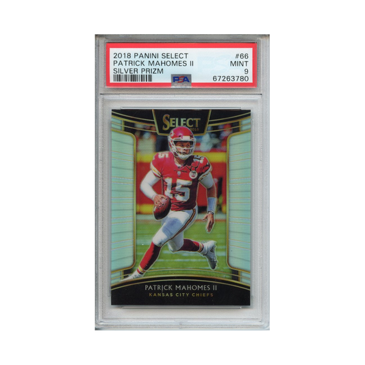 Patrick-Mahomes-II-Silver-Prizm-2018-Panini-Select-PSA-9-Vorderseite