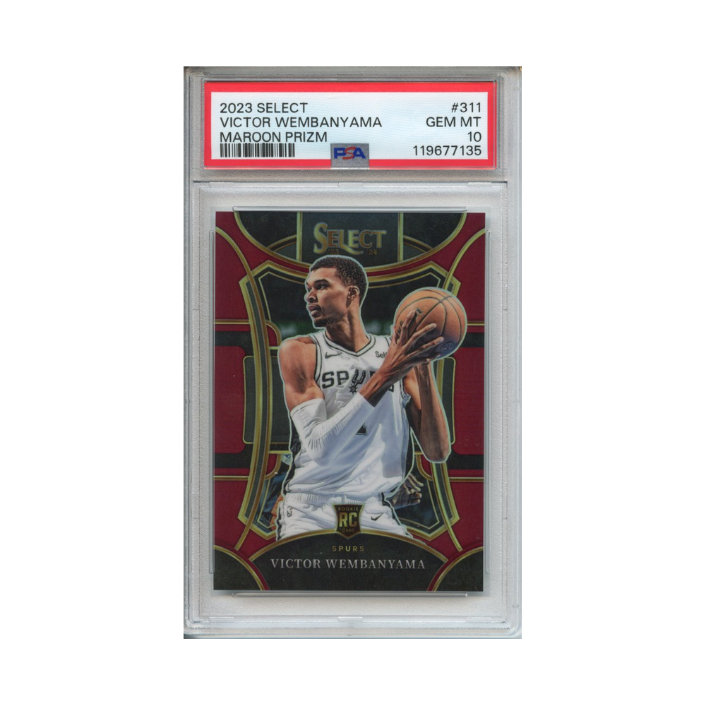 Victor-Wembanyama-Maroon-Prizm-2023-Select-PSA-10-Vorderseite