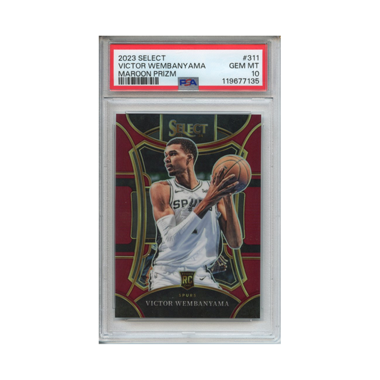 Victor-Wembanyama-Maroon-Prizm-2023-Select-PSA-10-Vorderseite