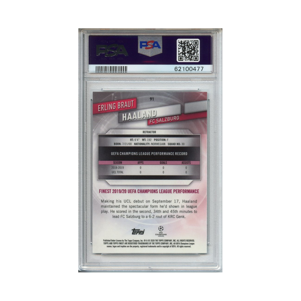 Erling-Braut-Haaland-Refractor-2019-Finest-UCL-PSA-9-Rückseite