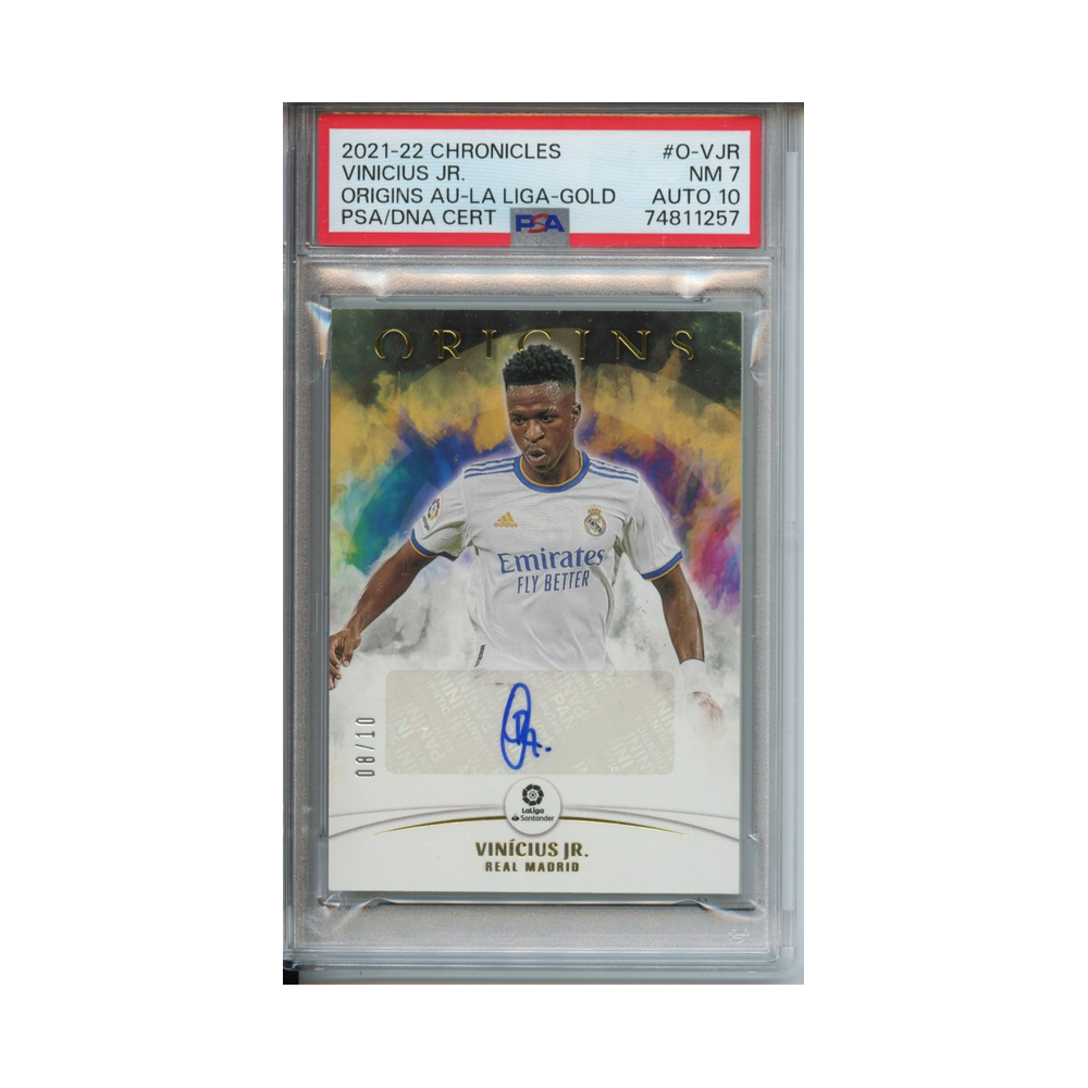 Vinicius-Jr.-Origins-Autograph-La-Liga-Gold-2021-22-Chronicles-PSA-7/-Auto-10-Vorderseite