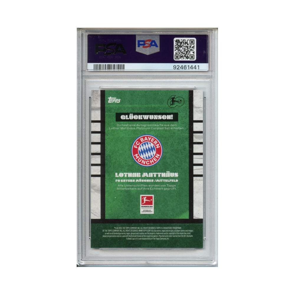 Lothar-Matthaus-Season-92/93-Autograph-Green-2023-24-Topps-PB-Matthaus-CS-PSA-10-Rückseite