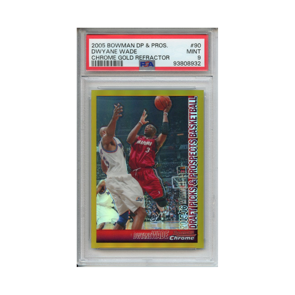 Dwayne-Wade-Chrome-Gold-Refractor-2005-Bowman-Draft-&-Prospects-PSA-9-Vorderseite
