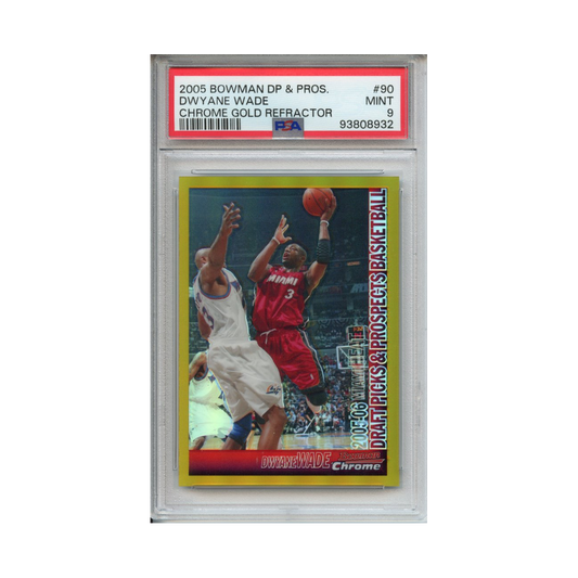 Dwayne-Wade-Chrome-Gold-Refractor-2005-Bowman-Draft-&-Prospects-PSA-9-Vorderseite