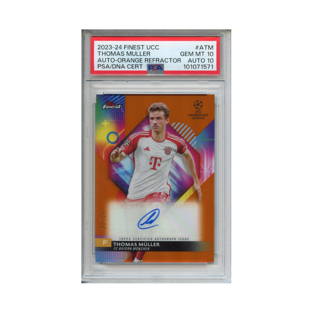Thomas-Müller-Auto-Orange-Refractor-2023-24-Finest-UCC-PSA-10/Auto-10-Vorderseite