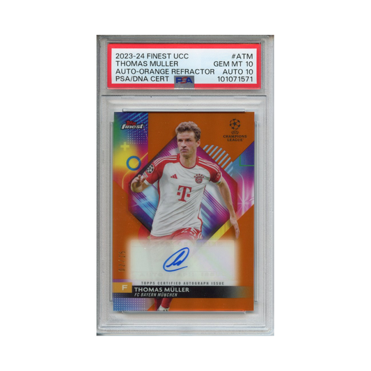 Thomas-Müller-Auto-Orange-Refractor-2023-24-Finest-UCC-PSA-10/Auto-10-Vorderseite