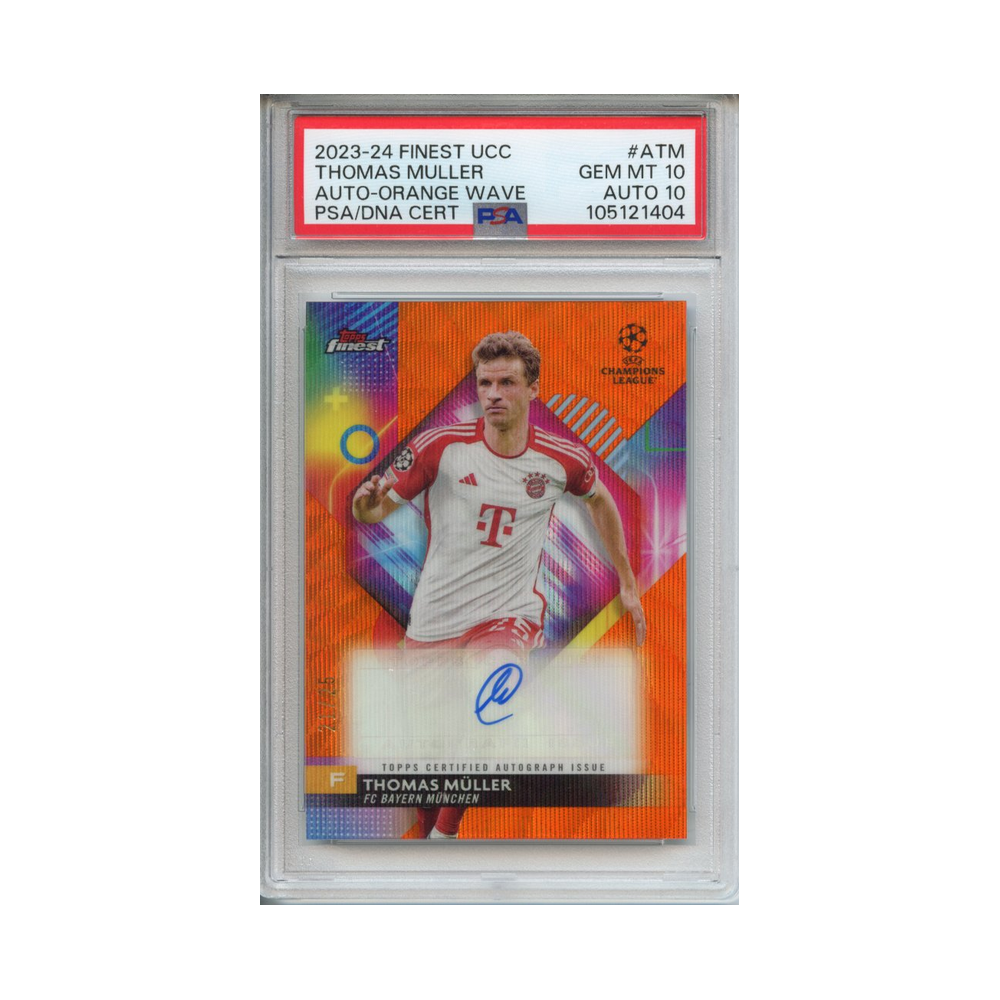 Thomas-Müller-Auto-Orange-Wave-2023-24-Finest-UCC-PSA-10/Auto-10-Vorderseite