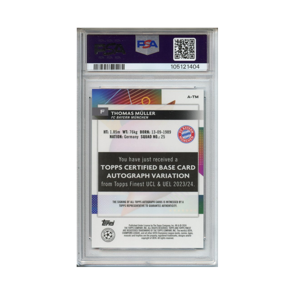 Thomas-Müller-Auto-Orange-Wave-2023-24-Finest-UCC-PSA-10/Auto-10-Rückseite