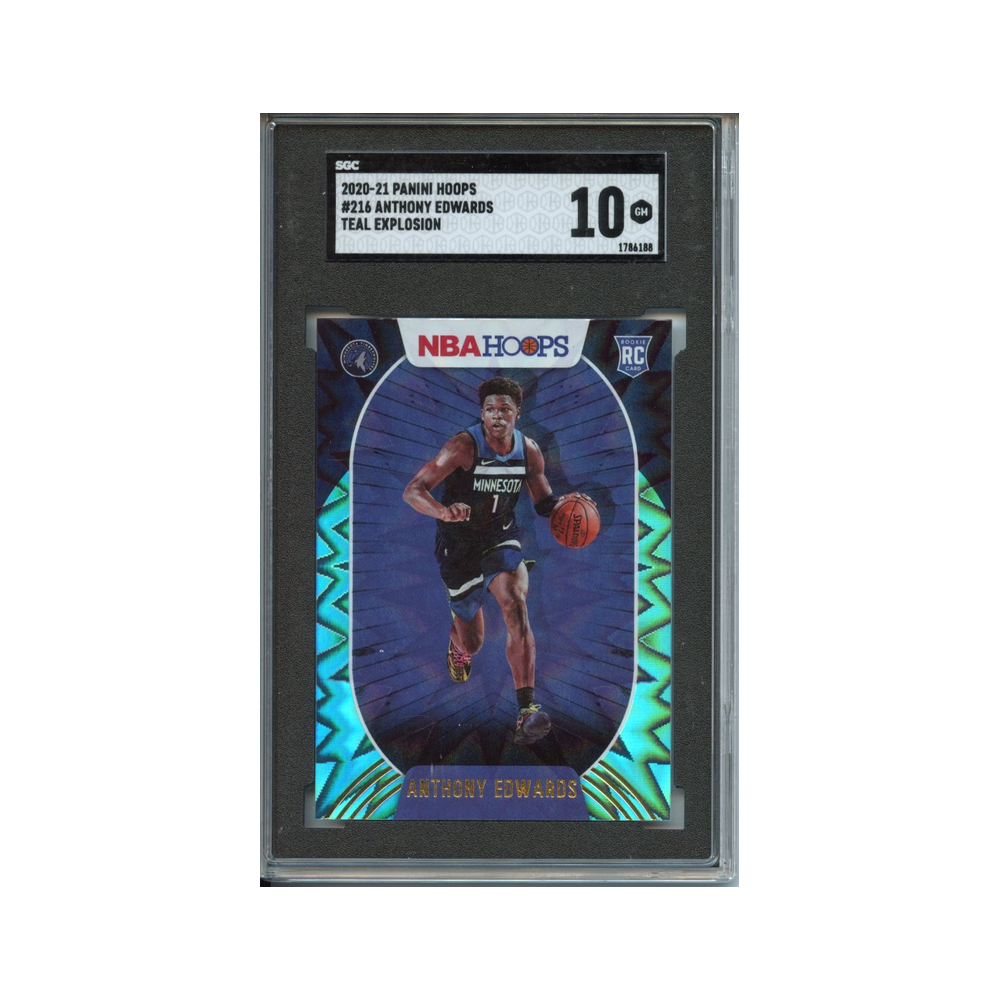 Anthony-Edwards-Teal-Explosion-2020-21-Panini-Hoops-SGC-10-Vorderseite