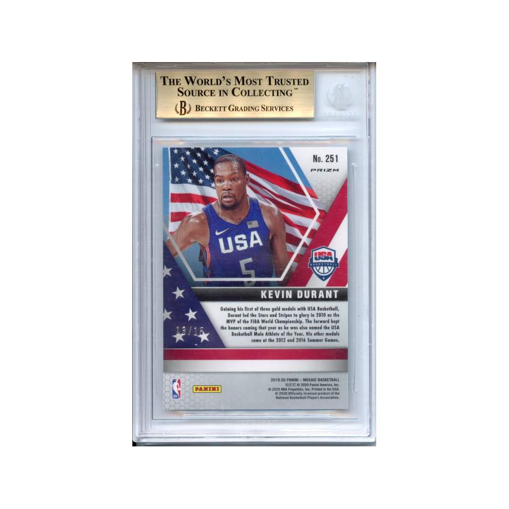Kevin-Durant-Mosaic-Blue-Fluorescent-2019-20-Panini-Mosaic-BGS-9.5-Rückseite