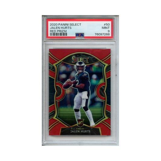 Jalen-Hurts-Red-Prizm-2020-Panini-Select-PSA-9-Vorderseite