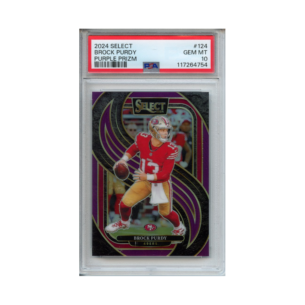 Brock-Purdy-Purple-Prizm-2024-Select-PSA-10-Vorderseite