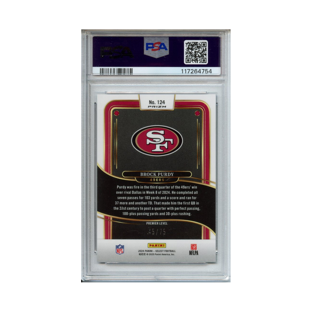 Brock-Purdy-Purple-Prizm-2024-Select-PSA-10-Rückseite