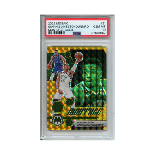 Giannis-Antetokounmpo-Montage--Gold-2022-Mosaic-PSA-10-Vorderseite