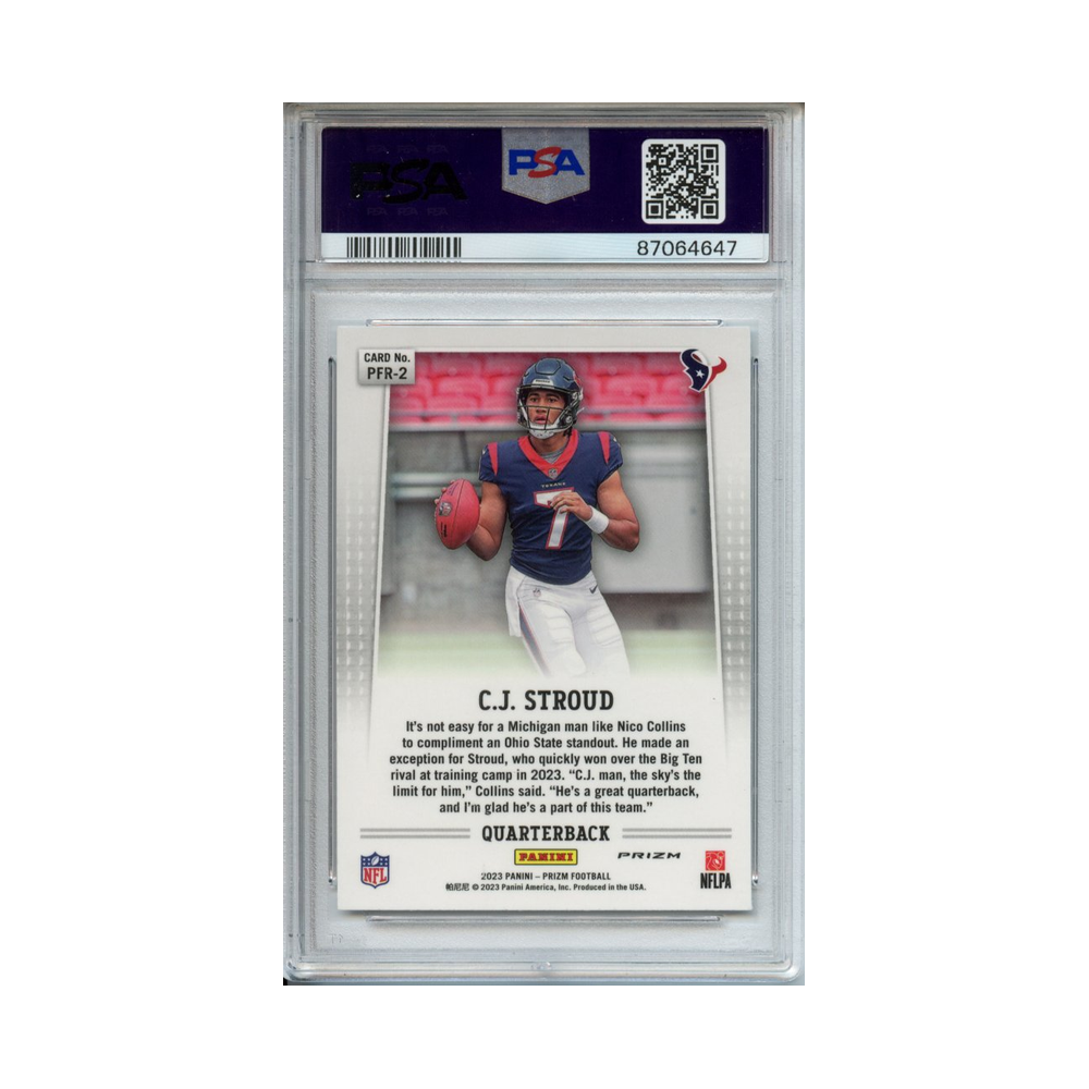 CJ-Stroud-Flashback-Rookie-2023-Prizm-PSA-10-Rückseite