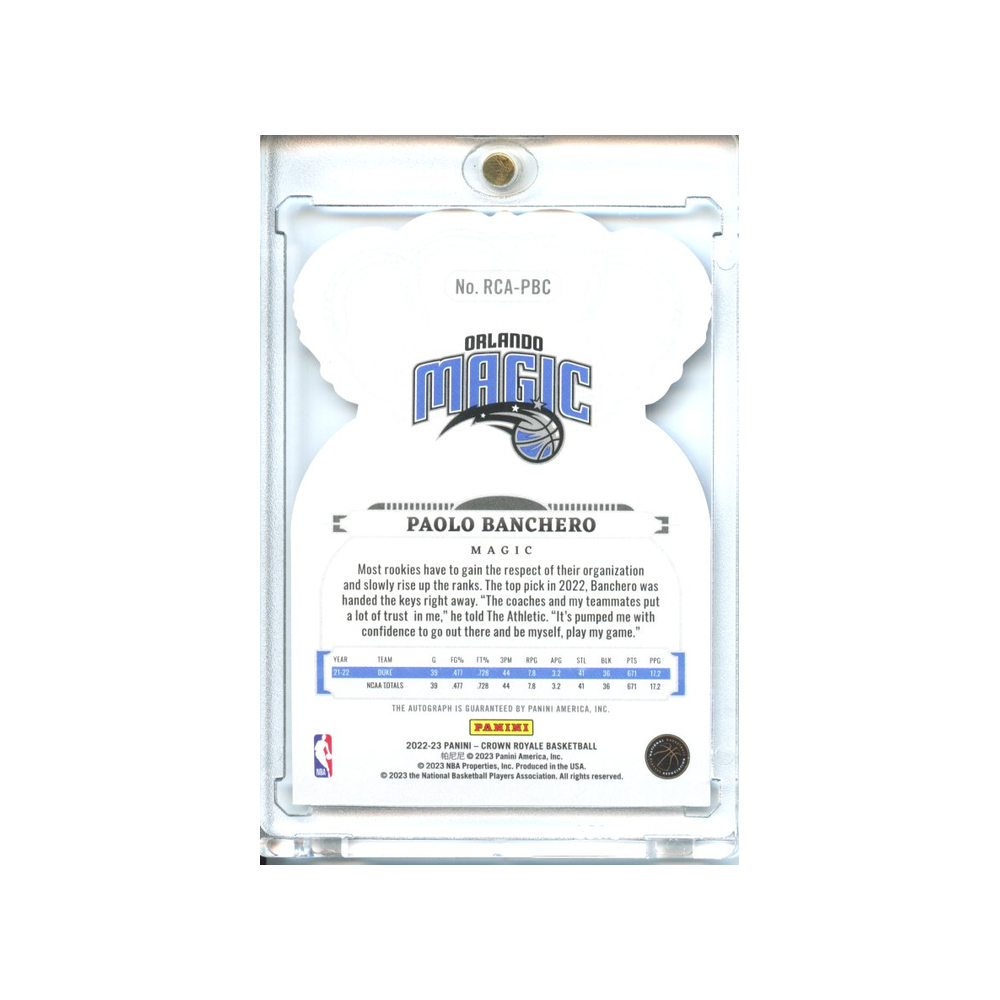 Paolo-Banchero-Auto-Blue-/75-2022-Crown-Royale-Rückseite