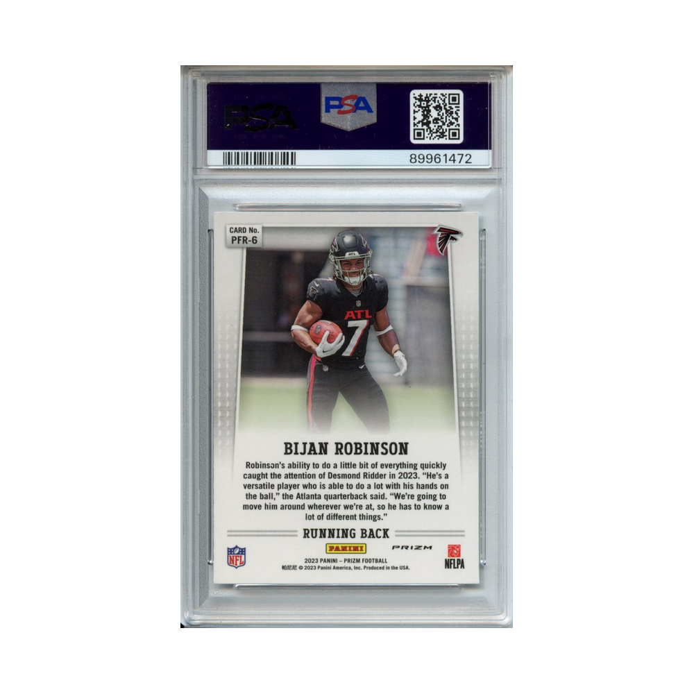 Bijan-Robinson-Flashback-Rookie-No-Huddle-2023-Prizm-PSA-10-Rückseite