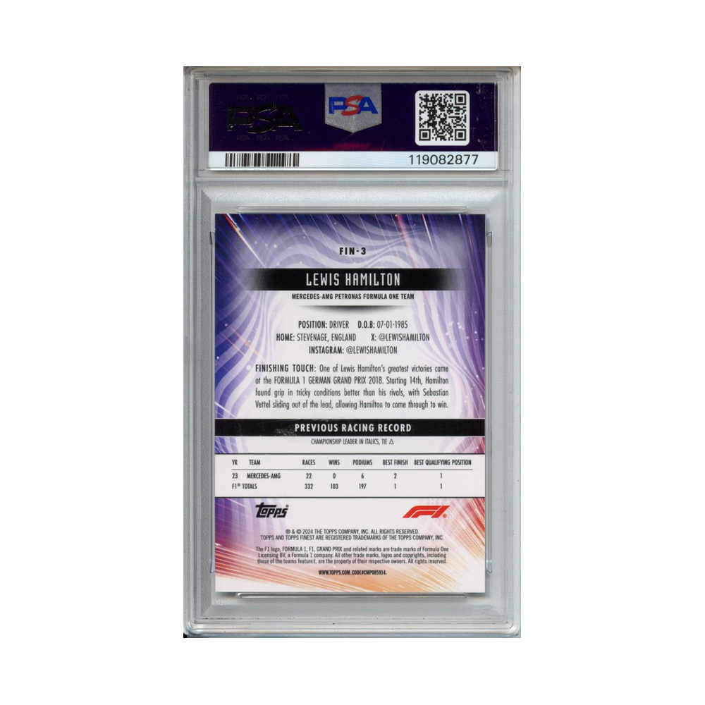 Lewis-Hamilton-Finishers-Gold-Refractor-2024-Finest-Formula-1-PSA-9-Rückseite
