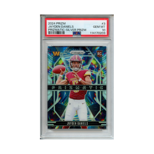Jayden-Daniels-Prizmatic-Silver-Prizm-2024-Prizm-PSA-10-Vorderseite