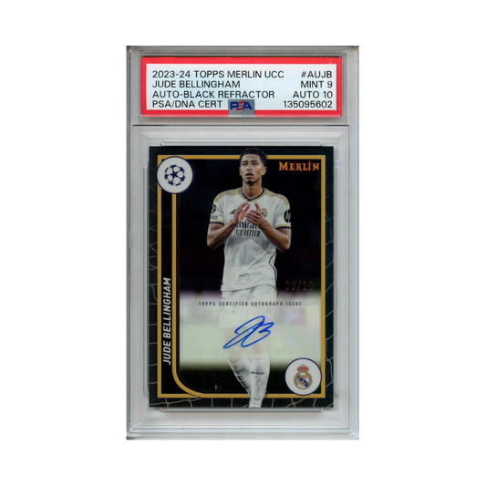 Jude-Bellingham-Auto-Black-Refractor-2023-24-Topps-Merlin-UCC-PSA-9/-Auto-10-Vorderseite