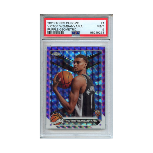 Victor-Wembanyama-Purple-Geometric-2023-Topps-Chrome-PSA-9-Vorderseite