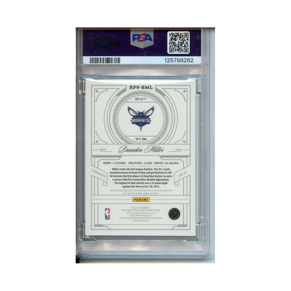 Brandon-Miller-Rookie-Patch-2009-2023-National-Treasures-PSA-9-Rückseite
