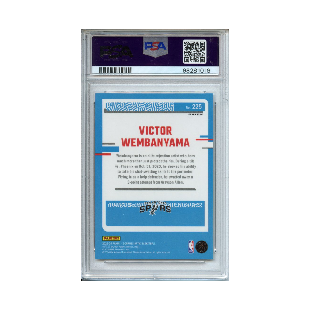 Victor-Wembanyama-Holo-2023-Donruss-Optic-PSA-10-Rückseite