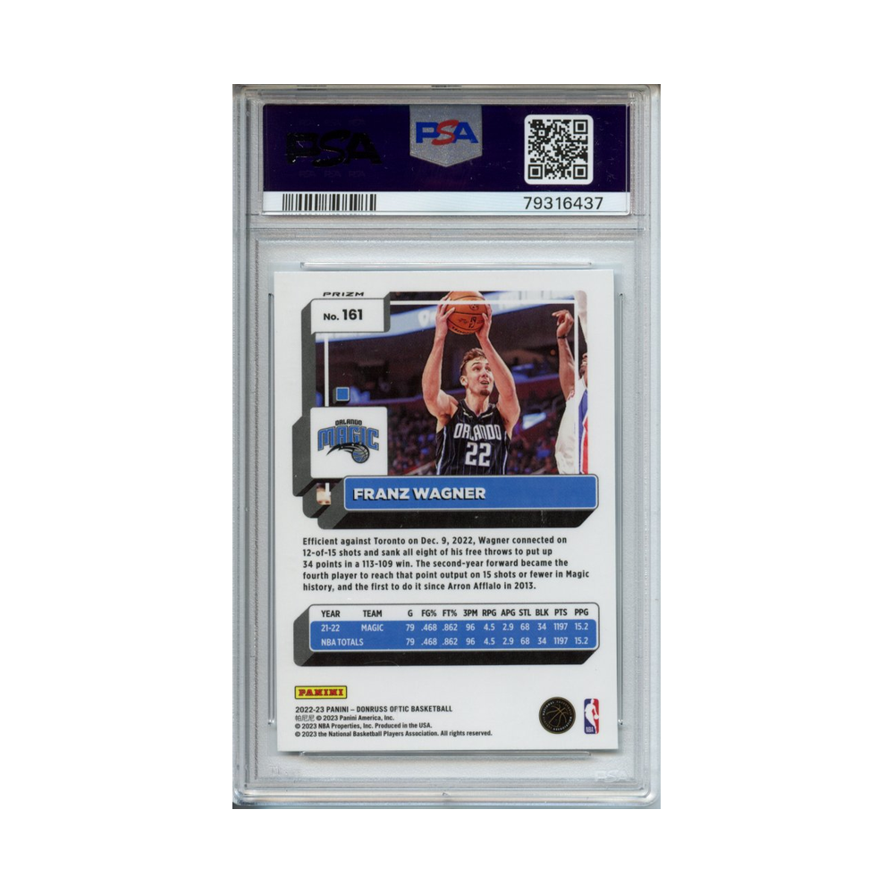 Franz-Wagner-White-Sparkle-2022-Donruss-Optic-PSA-10-Rückseite