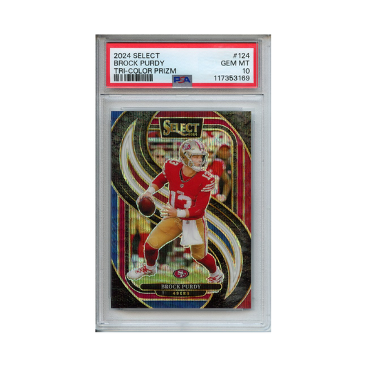Brock-Purdy-Tri-Color-Prizm-2024-Select-PSA-10-Vorderseite