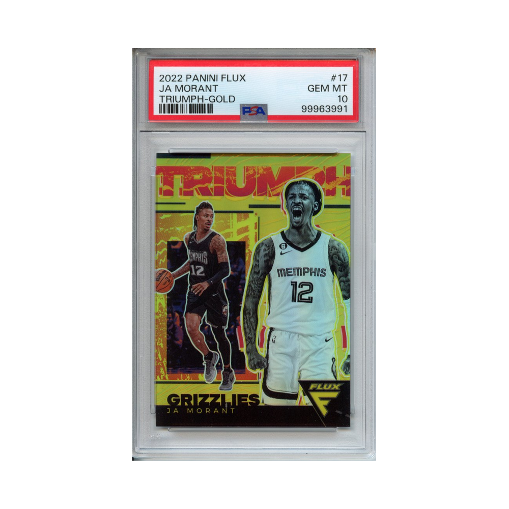 Ja-Morant-Triumph-Gold-2022-Panini-Flux-PSA-10-Vorderseite