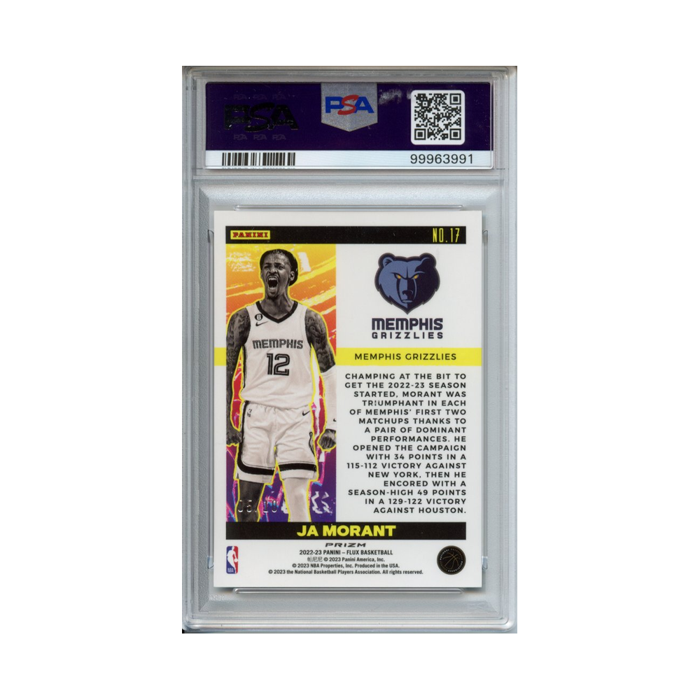 Ja-Morant-Triumph-Gold-2022-Panini-Flux-PSA-10-Rückseite