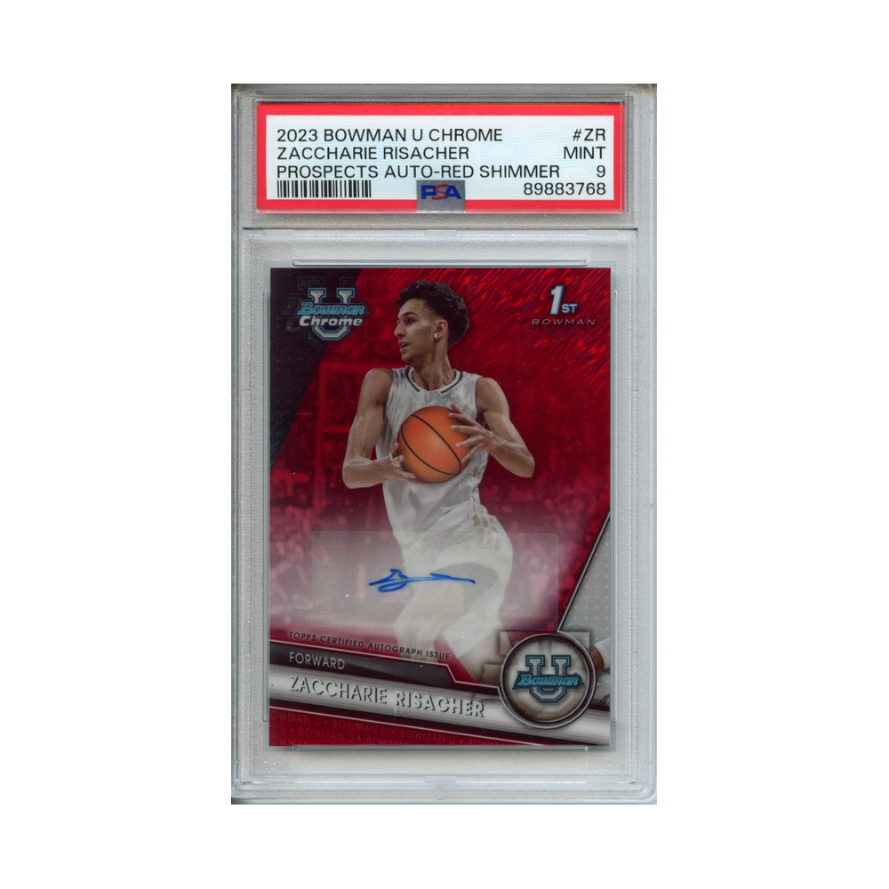 Zaccharie-Risacher-Prospects-Auto--Red-Shimmer-2023-Bowman-U-Chrome-PSA-9-Vorderseite