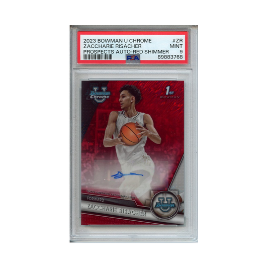 Zaccharie-Risacher-Prospects-Auto--Red-Shimmer-2023-Bowman-U-Chrome-PSA-9-Vorderseite