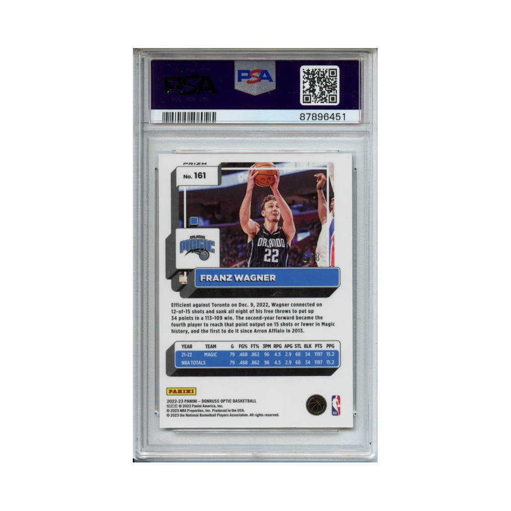 Franz-Wagner-Black-Gold-Choice-2022-Donruss-Optic-PSA-9-Rückseite