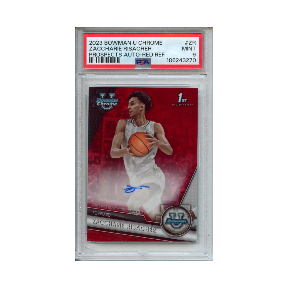 Zaccharie-Risacher-Prospects-Auto--Red-Ref-2023-Bowman-U-Chrome-PSA-9-Vorderseite