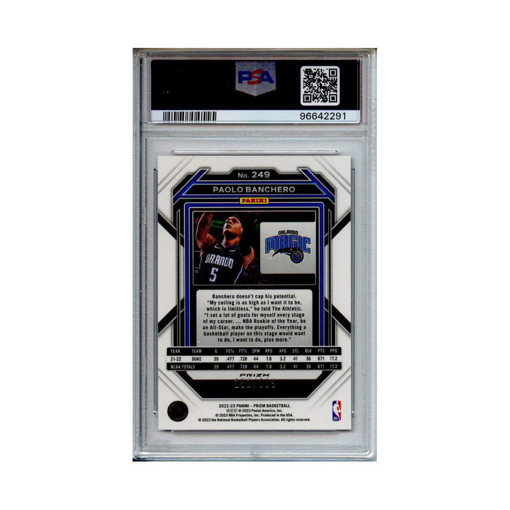 Paolo-Banchero-Red-Prizm-2022-Prizm-PSA-10-Rückseite