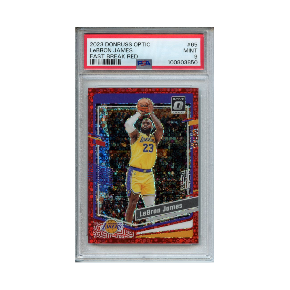 Lebron-James-Fast-Break-Red-2023-Donruss-Optic-PSA-9-Vorderseite