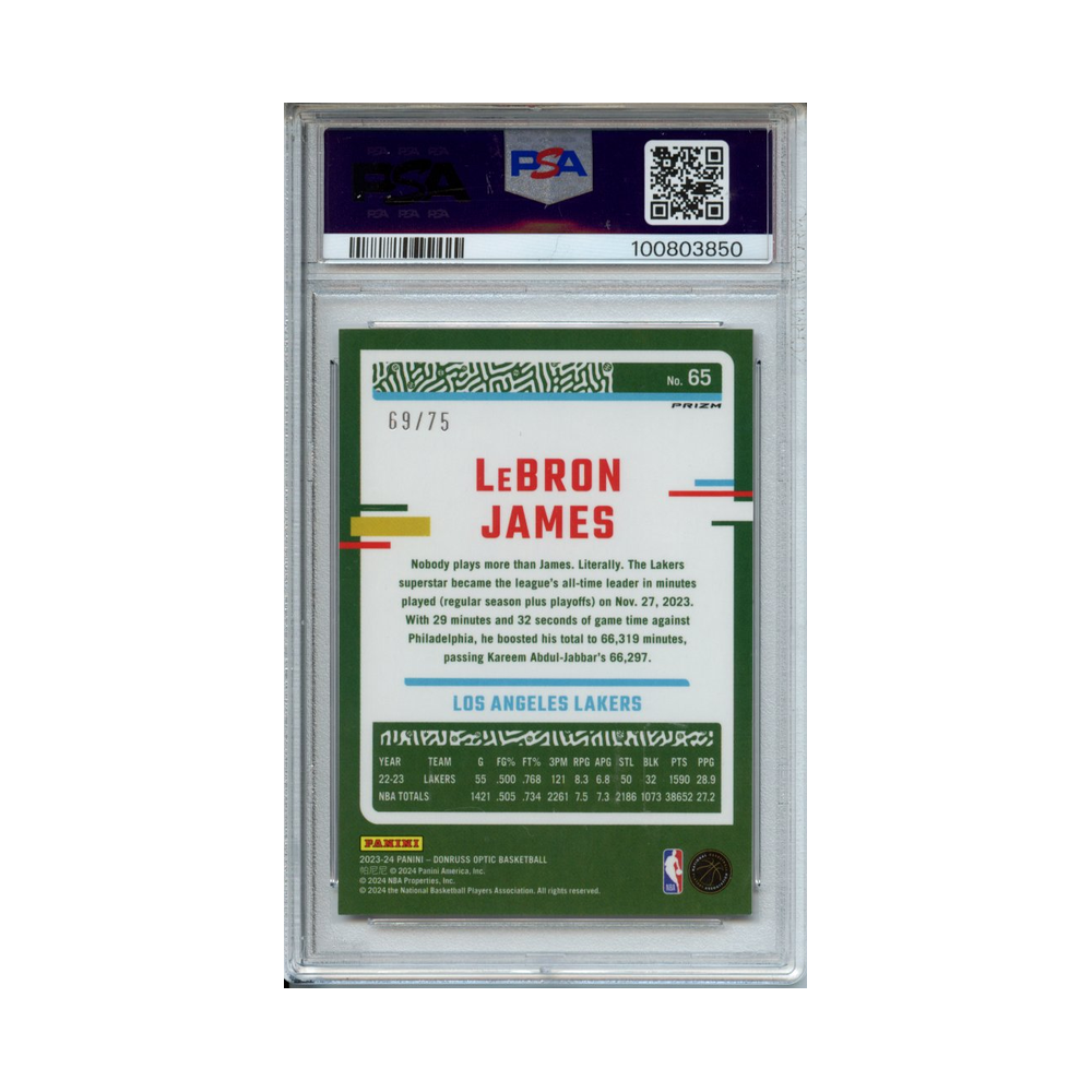 Lebron-James-Fast-Break-Red-2023-Donruss-Optic-PSA-9-Rückseite