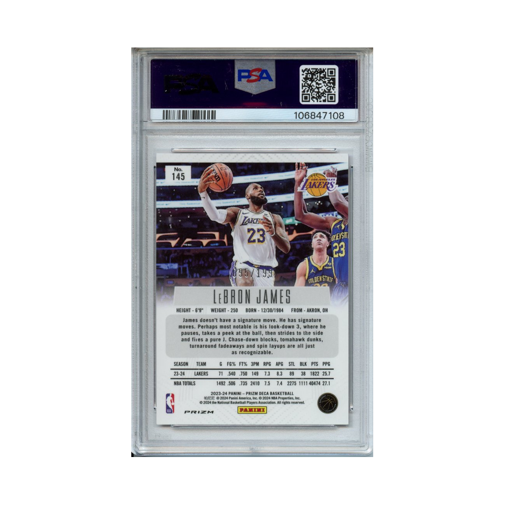 Lebron-James-Red-Prizm-2023-Prizm-Deca-PSA-9-Rückseite