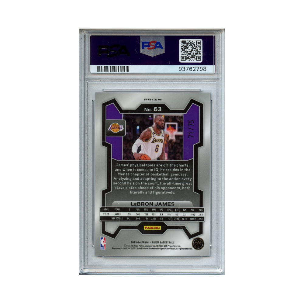 Lebron-James-Purple-Fast-Break-2023-Prizm-PSA-10-Rückseite