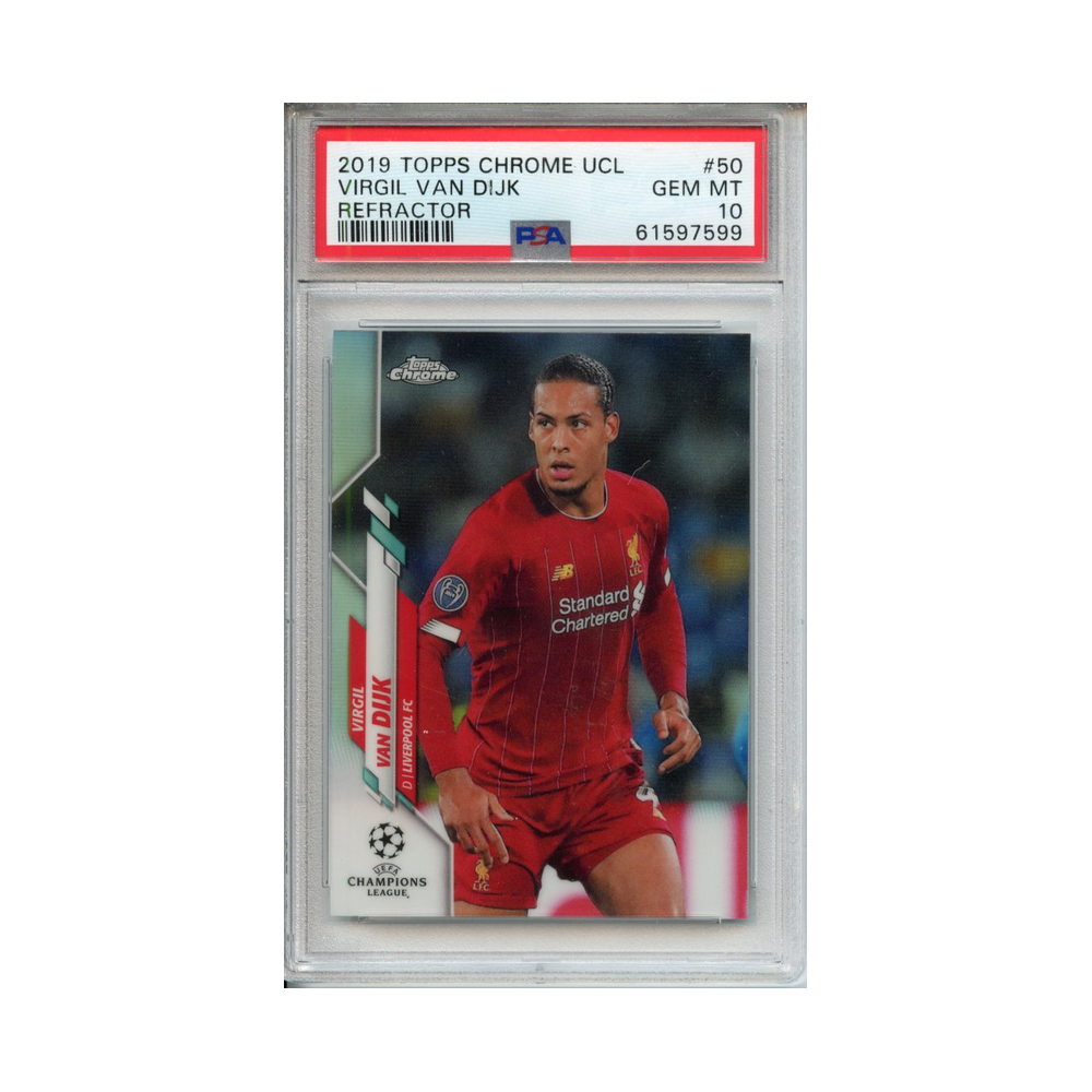 Virgil-Van-Dijk-Refractor-2019-Topps-Chrome-UCL-PSA-10-Vorderseite