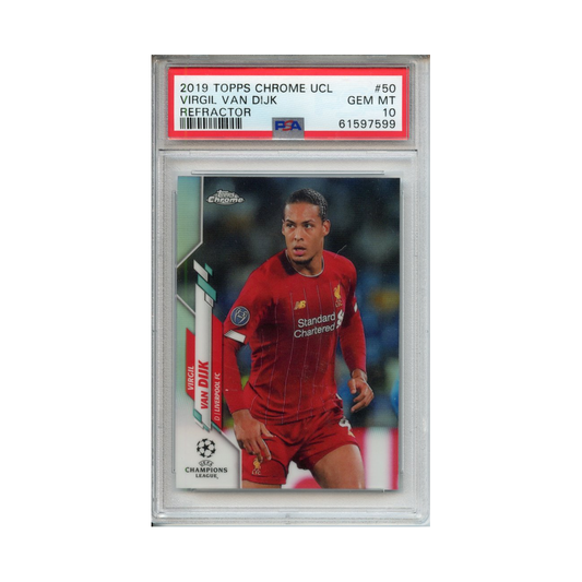 Virgil-Van-Dijk-Refractor-2019-Topps-Chrome-UCL-PSA-10-Vorderseite