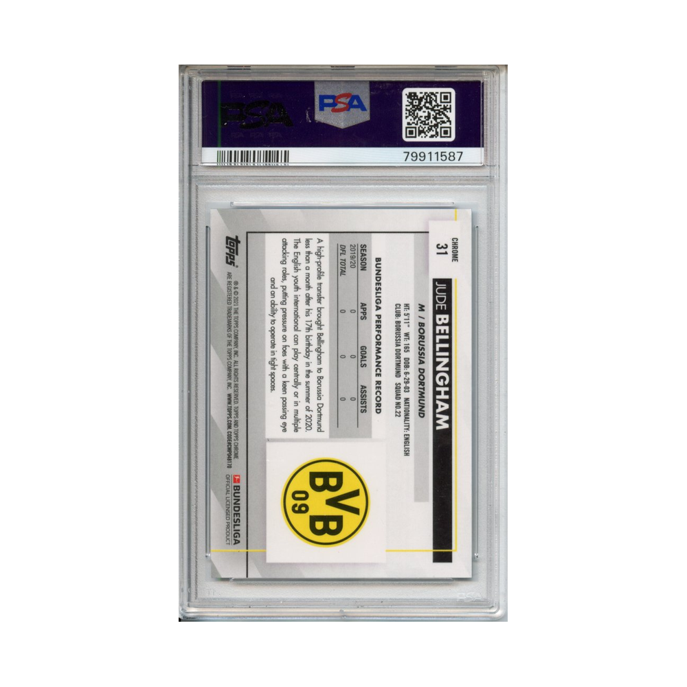 Jude-Bellingham-Sapphire-Edition-2020/21-Topps-Chrome-Bundesliga-PSA-10-Rückseite