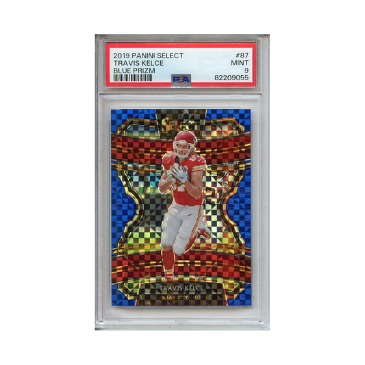 Travis-Kelce-Blue-Prizm-2019-Panini-Select-PSA-9-Vorderseite
